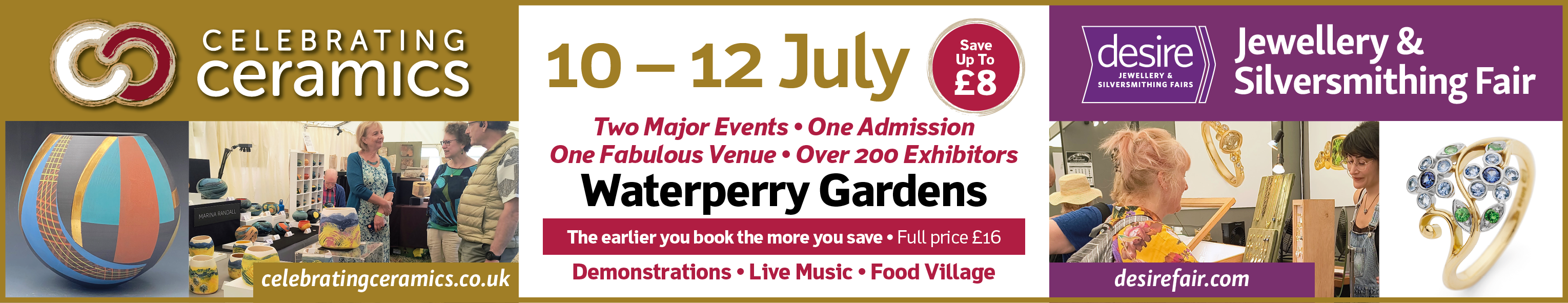 Two events for one admission - Desire Jewellery & Silversmithing Fair is being held alongside Celebrating Ceramics 2026 at Waterperry Gardens, from 10-12 July 2026.